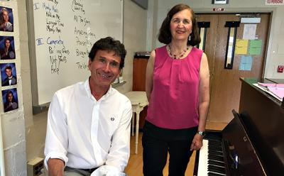 David Douglas, left, the East Hampton High School choral director, and Marilyn Van Scoyoc, the band director, are retiring from East Hampton High School after careers spanning 20 years and 26 years, respectively.