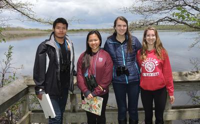 Axel Alanis, Cien Estuye, Erin Nolan, and Ally Karlin, high school interns working in a program overseen by the Third House Nature Center and the Garden Club of East Hampton, have been studying Montauk’s Big Reed Pond and its surroundings.