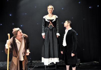 Nick Gregory, Chloe Dirksen, and Michael Raver in a scene from Bay Street Theater’s Literature Live! production of “The Scarlet Letter.”