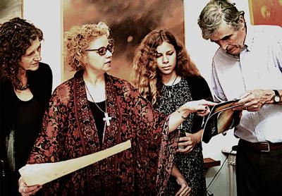 Sandra Tyler, second from left, with family members as they remember Elizabeth Tyler in her Amagansett studio after her memorial service.