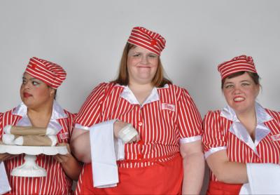 Among the actors appearing in the East End Special Players’ new production, “Trouble in Jamaica,” are, above from left, Lynn Fletcher, Betsy Weinberger, and Desiree Starks.