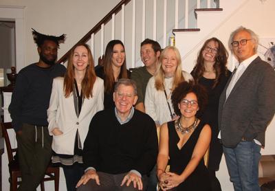 Standing, left to right: Walter Price, visual artist, Andrea Grover, Guild Hall’s executive director, Tanya Gabrielian, performing artist, Judson Merrill, literary artist, Michele Cohen, chairwoman of the Museum of Arts and Design, Lucia Davis, curatorial/critical studies, and Eric Fischl, president of the Guild Hall Academy of the Arts. Seated: Martin Cohen, chairman of Guild Hall, and Lydia Hicks, visual artist.