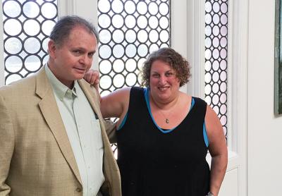 Warren Strugatch, host and organizer of the series, “Out of the Question‚” with Amy Kirwin, the director of programs for the Southampton Arts Center.