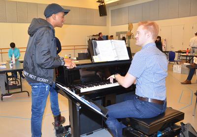 Brett Gray, left, and Ryan Fielding Garrett rehearsing for “The Man in the Ceiling.”