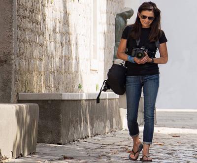 Janice Stanton on the Croatian island of Cres with her camera and gear in tow.