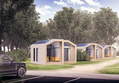 Self-contained work-force housing on wheels that can be brought in to house seasonal employees could be tried out on a town property in Montauk. A company called Kondo is developing prototypes like those above and has proposed a pilot program.