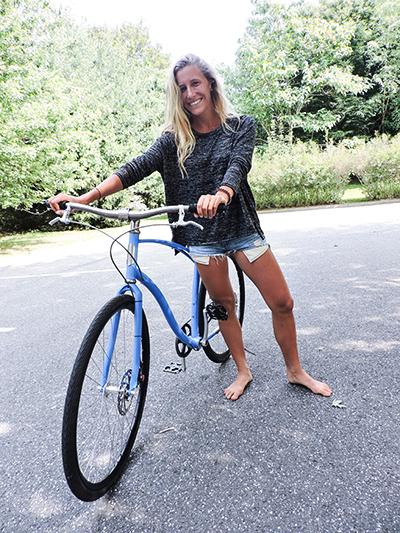 Jamesine Staubitser demonstrated a Vermont-made Budnitz bicycle on Sunday in Amagansett, where she manages a company showroom.