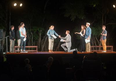 The cast of the reading of “Twelfth Night,” one of Bay Street’s previous Shakespeare presentations at Mashashimuet Park in Sag Harbor