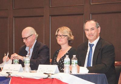 Jeffrey Bragman, Kathee Burke-Gonzalez, and Zachary Cohen discussed issues at the East Hampton Library ahead of the Sept. 12 Democratic Party primary.