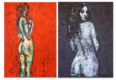 Enoc Perez’s nudes, including some with intense monochrome backgrounds, are at Harper’s Books in East Hampton through Oct. 15.