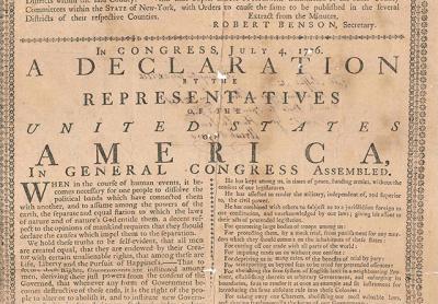 An extremely rare early copy of the Declaration of Independence given to a Continental Army officer from East Hampton in July 1776 will be sold at auction on Saturday.