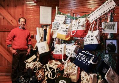 Dylan Lubetkin of the Georgica Bag Co. took part in a sale Saturday at the Amagansett Life-Saving Station. He will be among a number of vendors at a holiday sale on Friday at MuvStrong studio in East Hampton.