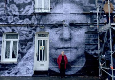 “Faces Places,” a documentary by Agnes Varda, above and in mural, was shown at Cannes and the New York Film Festival. It will be screened at Guild Hall on Saturday.