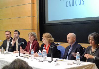 Six candidates seeking the Democratic Party’s nomination to challenge Representative Lee Zeldin in the First Congressional District discussed health care, immigration, and foreign policy at a forum in Southampton on Saturday.