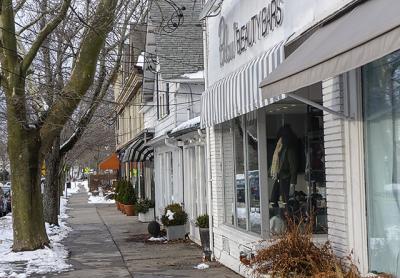 Bridgehampton Main Street, which could be included in a new historic district with limits on exterior changes to storefronts.