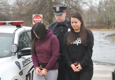 Joseline Lizano-Mairena of Sag Harbor, left, and Katherin Molina of East Quogue were charged by East Hampton Town police on March 6 with possession of narcotics with intent to sell, among other charges.