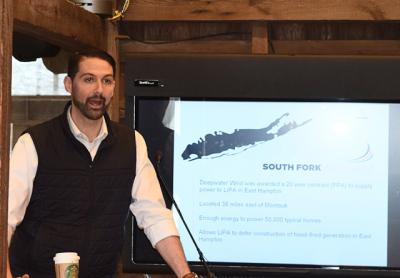 Clint Plummer of Deepwater Wind updated the East Hampton Town Board on his company’s plan to construct an offshore wind farm on Tuesday.