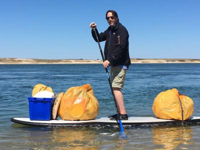 Rod Richardson cleaned debris from Hicks Island as part of the townwide Shoreline Sweep organized by Dell Cullum on Saturday. Restricted access to the island means more trash, Mr. Richardson told the East Hampton Town Trustees.