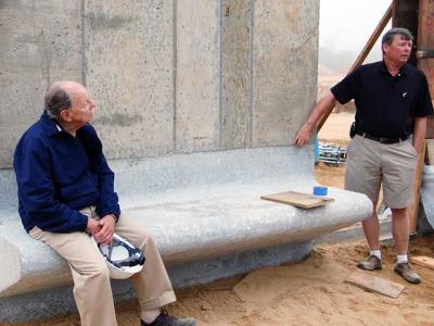 Norman Peck, the late Parrish Art Museum trustee, with Ben Krupinski during the construction of the new museum building in Water Mill.