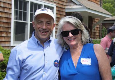 Perry Gershon, the Democratic Party’s nominee to represent New York’s First Congressional District, and East Hampton Town Councilwoman Sylvia Overby attended a rally for Mr. Gershon in Springs on Sunday.