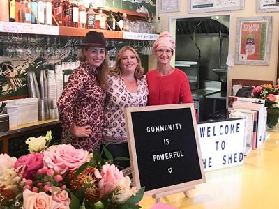 Amanda Fairbanks, Liza Tremblay, and Sarah Cohen are co-founders of the Shed, a new shared workspace for women at Estia’s Little Kitchen in Sag Harbor on Tuesdays starting next week.