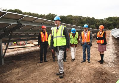 East Hampton Town Supervisor Peter Van Scoyoc and members of the town board toured the Accabonac Solar installation, which will provide renewable and emissions-free electricity to the grid.