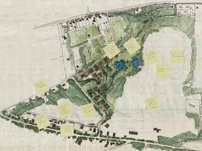 A sketch in the hamlet report for East Hampton shows “opportunities for commercial redevelopment, housing, contractor parking, and a food systems incubator” at the sand pit on Springs-Fireplace Road.