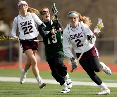 Grace Perello (2), who handles the draws, is one of four players from Pierson whom Jessica Sanna, East Hampton’s girls lacrosse coach, is happy to have.