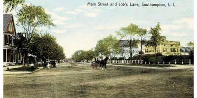 The intersection of Main Street and Job’s Lane in Southampton, circa 1920