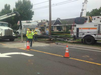 Country Road 39 was closed while wires were cleaned up after an accident.