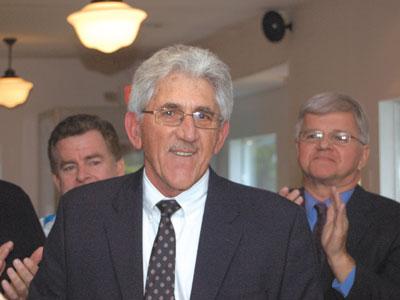 Larry Cantwell made his quest for East Hampton Town supervisor official on Friday, with strong support from State Assemblyman Fred W. Thiele Jr., right.