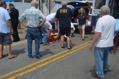 The Montauk Fire Department's ambulance responded to a moped accident on Monday.