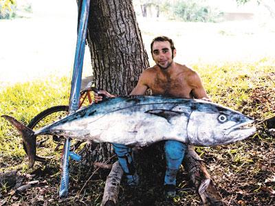 Dashiel Marder speared this dogtooth tuna off the east coast of Africa in December 2011. Mr. Marder was diving for tuna in Indonesia on April 17 when he failed to surface. A search continues.