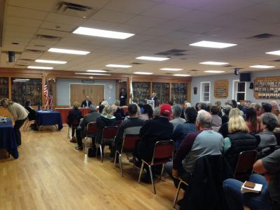 A large crowd turned out for a League of Women Voters candidates' debate on Monday night.