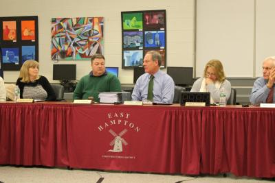 The East Hampton School Board during a Dec. 20 school board meeting