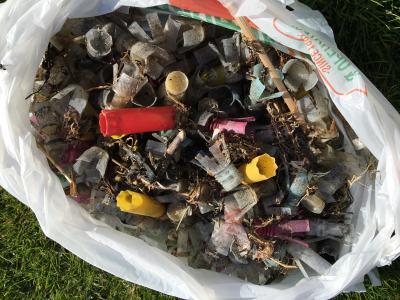 Phyllis Morgano gathered up these shell casing during one morning walk on Navy Road Beach.