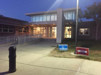 East Hampton High School is the polling place East Hampton's Election Districts 1 and 14