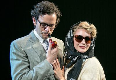 Wayne Alan Wilcox and Rachel Spencer Hewitt play Arthur Miller and Marilyn Monroe in “Fellow Travelers” at Bay Street Theater in Sag Harbor.