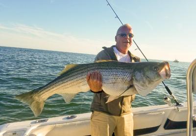 Bruce Johnson caught this supersize striped bass near Montauk and safely released it to live another day.