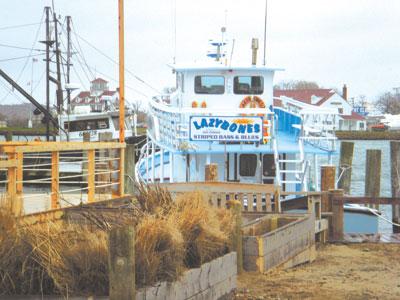 The Lazy Bones party boat splashed into Montauk Harbor this week and is ready for the start of fluke season on Wednesday.