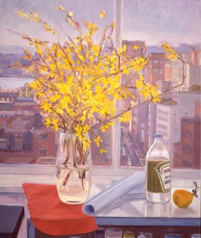 "A Jar of Forsythia" was painted by Jane Freilicher in her New York studio in 1990.