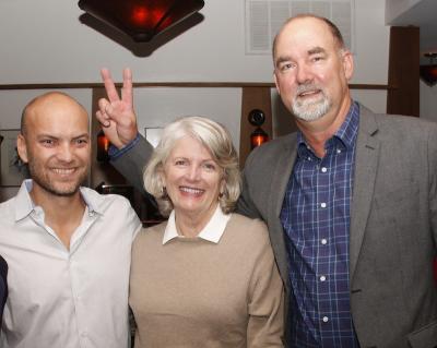 East Hampton Town Supervisor Peter Van Scoyoc, right, Councilman David Lys, and Councilwoman Sylvia Overby celebrating Mr. Lys’s victory in November. All three will run to keep their seats.