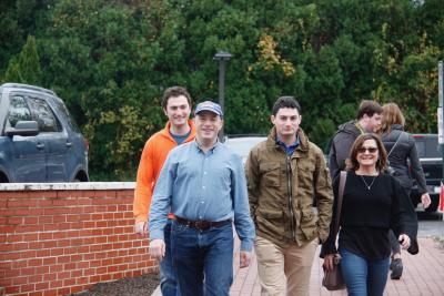 Perry Gershon and is family on their way to vote in East Hampton on Election Day. Mr. Gershon said his family would support a second campaign, should he decide to run again for Congress.