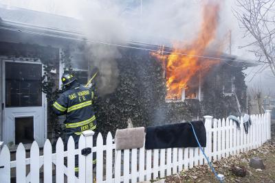 Members of the Bridgehampton Fire Department, with the help of firefighters from the Sag Harbor, East Hampton, and Southampton departments, battled a fire at a house on Chester Avenue in Bridgehampton Thursday morning.