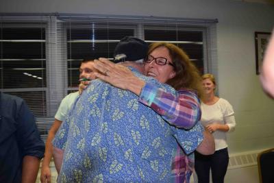 Sandra Schroeder was congratulated after her win Tuesday night. She will be the next mayor of the Village of Sag Harbor.