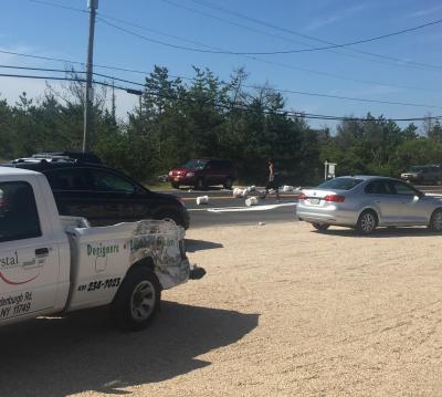 A Sea Crystal Pools Inc. pickup truck was involved in an accident with a Range Rover on the Napeague stretch Wednesday morning.