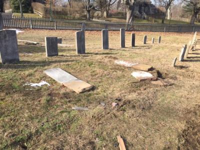 Headstones in East Hampton Village's historic North End Cemetery, some of them hundreds of years old, were damaged by in a hit-and-run over the weekend.