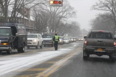 Drivers were out in force on Monday afternoon in East Hampton Village, but Gov. Andrew M. Cuomo has ordered motorists off the roads by 11 p.m.