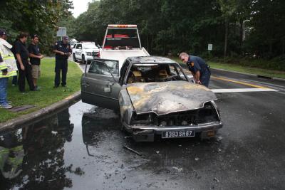 One of the Citroëns in Ronald Lauder's collection was destroyed when it erupted in flames in Wainscott Wednesday morning.