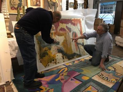 Larry Castagna, left, and David Killen examined one of the large format drawings that was part of a group of six works on paper found in a New Jersey storage locker attributed to Willem de Kooning.